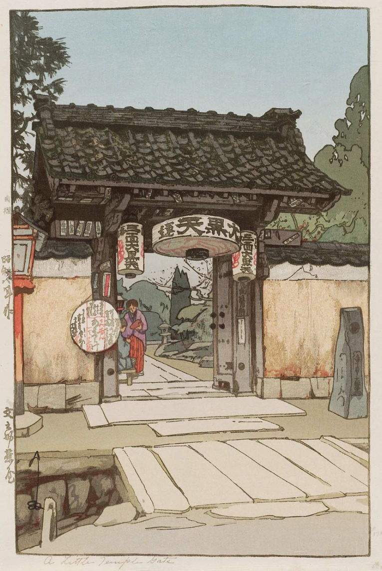 A Little Temple Gate woodblock print