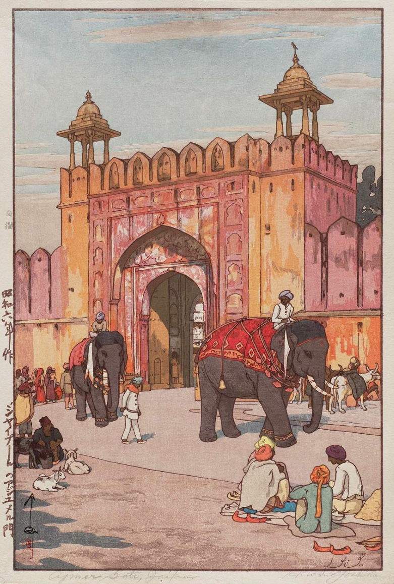 Ajmer Gate, Jaipur woodblock print