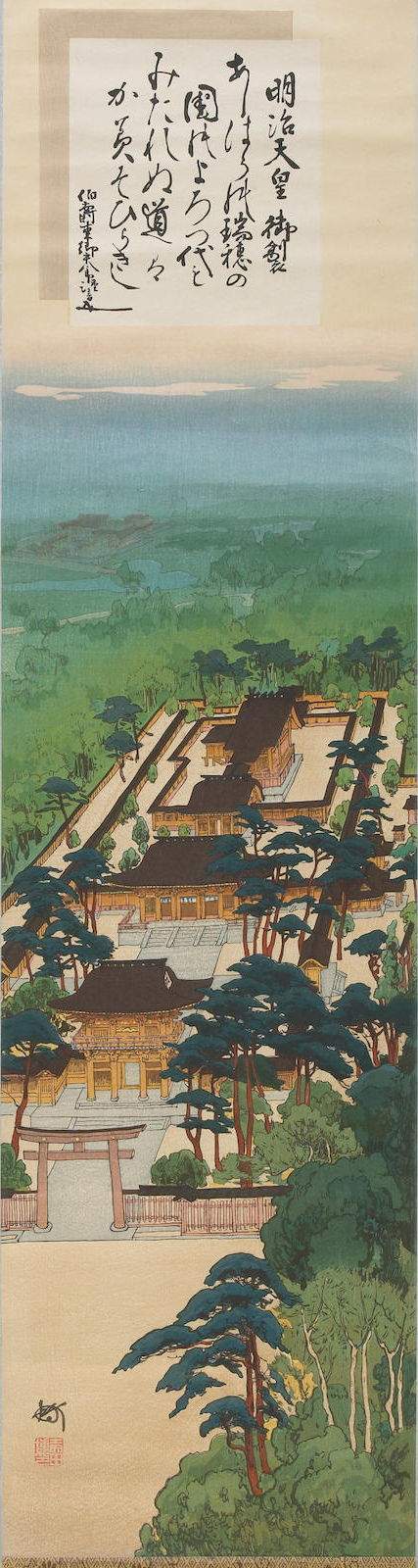 Sacred Garden in Meiji Shrine woodblock print