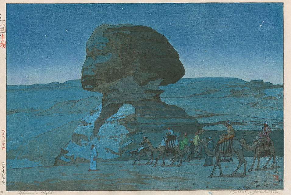 Sphinx - Night woodblock print