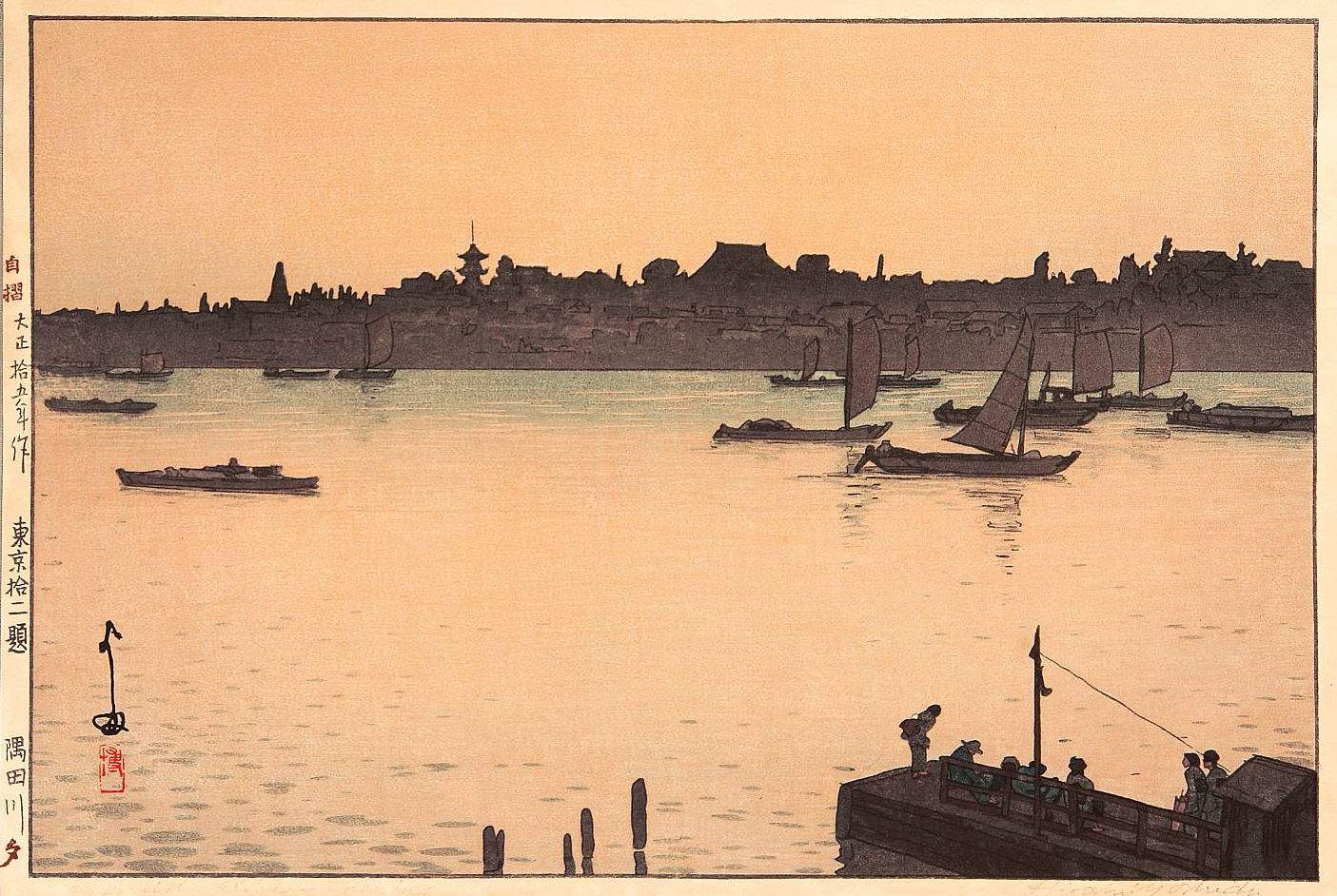 Sumida River, Evening woodblock print