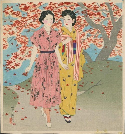 Ito Shinsui Catalogue - [Moga Girls] woodblock print