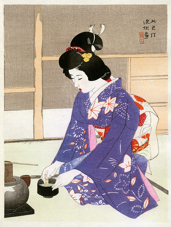 Ito Shinsui Catalogue - [Preparing Tea] woodblock print