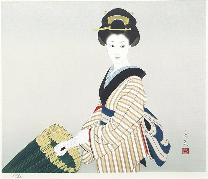 Shimura Tatsumi Catalogue - Janome (Bulls-eye Umbrella) woodblock print