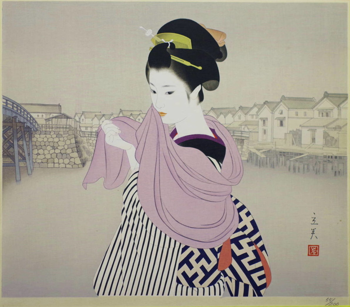 Shimura Tatsumi Catalogue - Ōkawabata (Riverbank) woodblock print