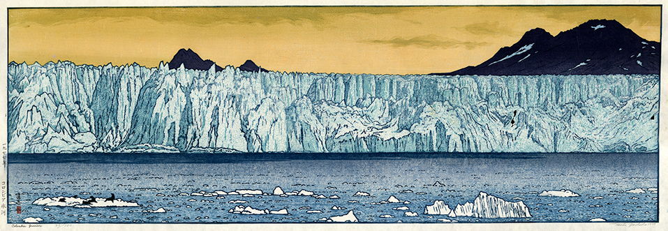 Columbia Glacier woodblock print